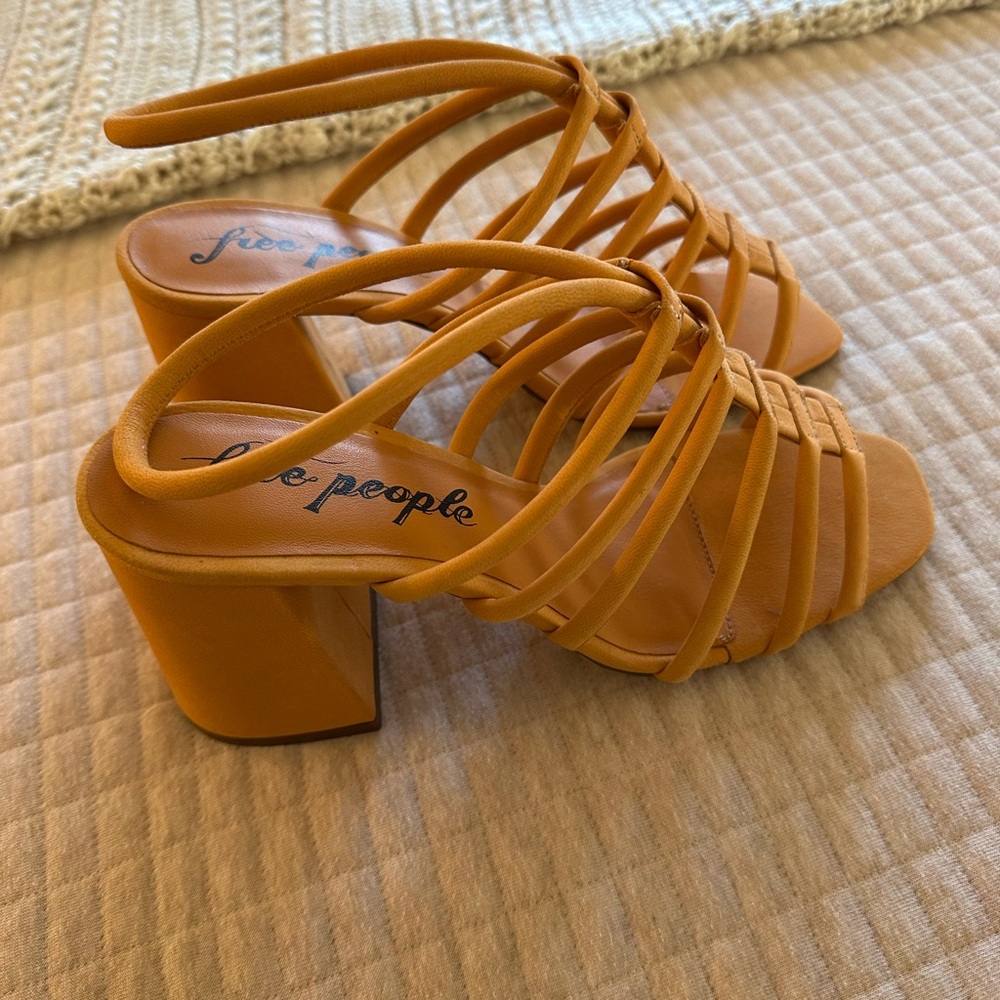 Free People Women's Orange Strappy Sandals - Picture 2 of 3